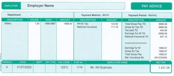 Standard Green Payslip