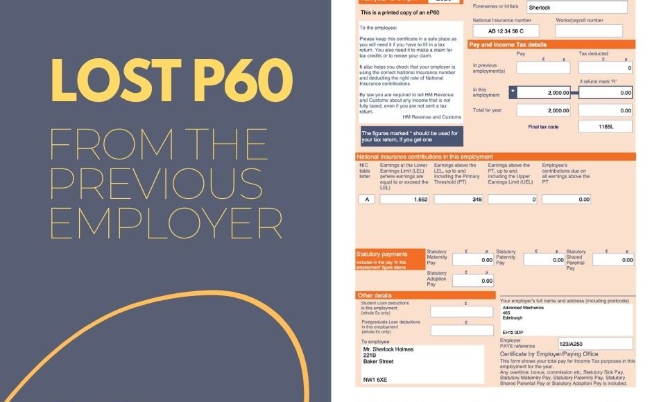 Lost P60 From The Previous Employer