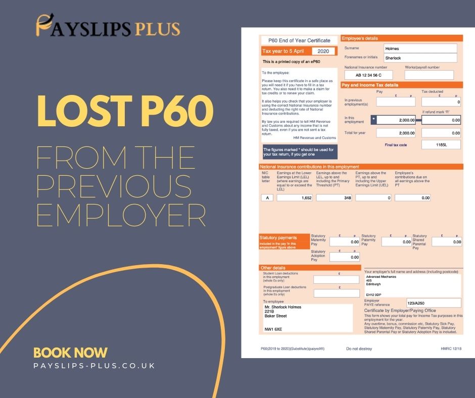 Lost P60 From The Previous Employer